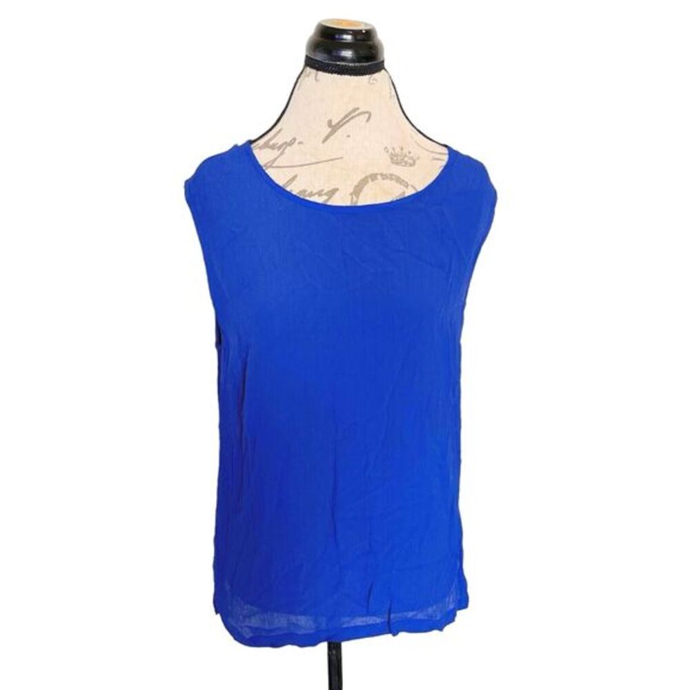 Phool Womens Blouse Top Size Medium Blue Sleeveless Vintage Office Work Wear